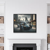 Futuristic Spyder Motorcycle Framed Canvas Art